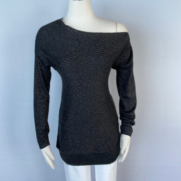 WHBM Lux Off Shoulder Tunic Sweater XSmall Gray - Picture 5 of 15